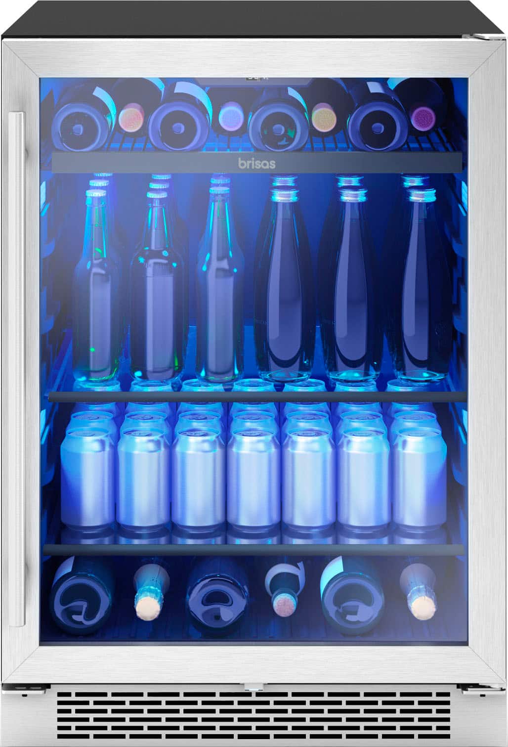 Zephyr - Brisas 24 in. 8-Bottle and 112-Can Single Zone Beverage Cooler - Stainless Steel