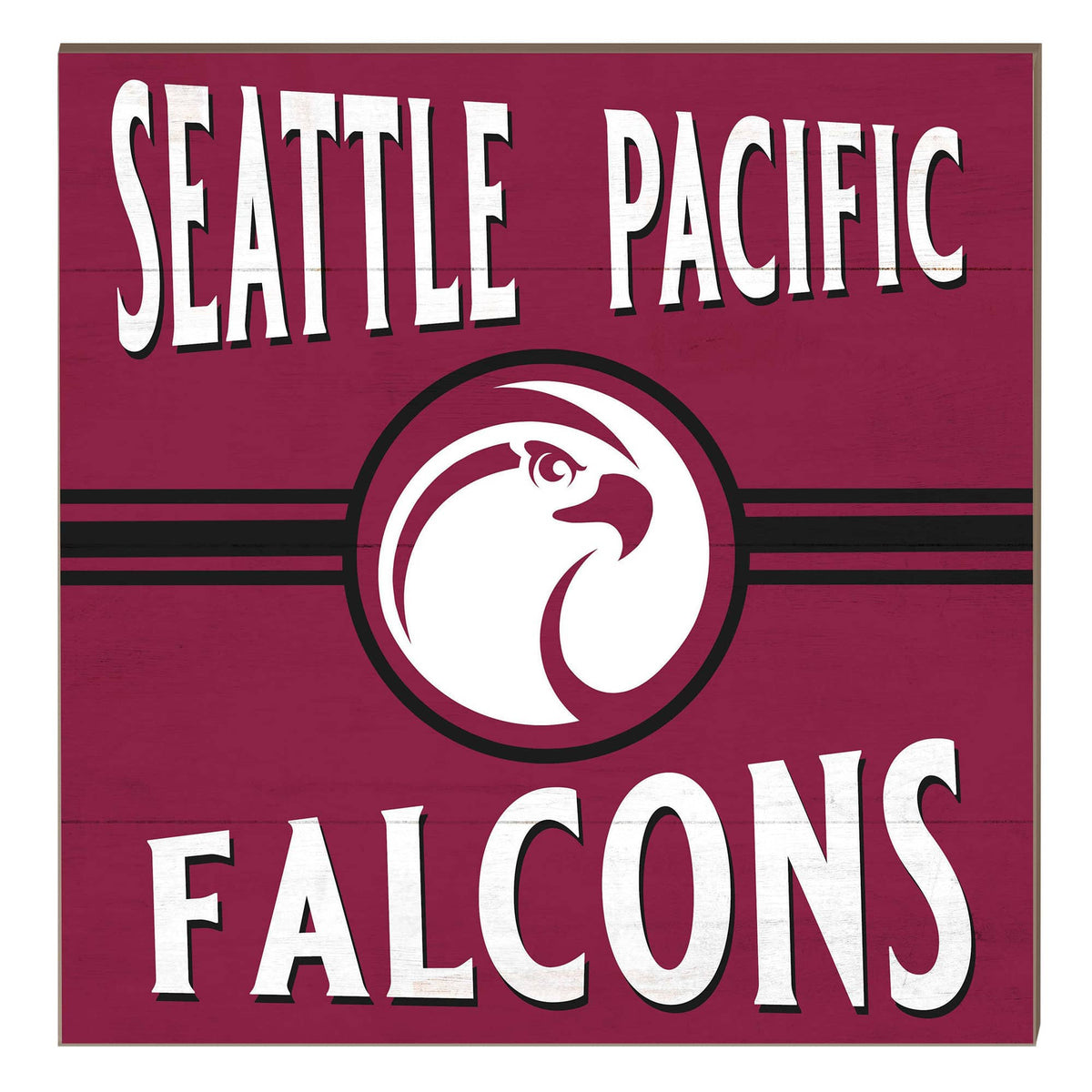 Jardine - Seattle Pacific Falcons 10" x 10" Retro Team Sign - Maroon