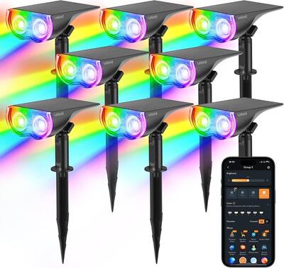 Linkind - Smart Solar Spotlights Outdoor SL5C, APP/Voice Control, IP67 Waterproof, 8 Pack