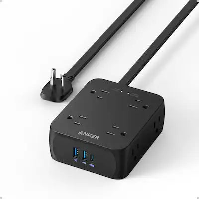 Anker - Surge Protector Flat Plug Power Strip 2000J