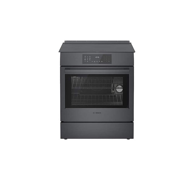 Front. Bosch - 800 Series 4.6 cu. ft. Slide-In Electric Induction Range with Self-Cleaning - Black Stainless Steel.