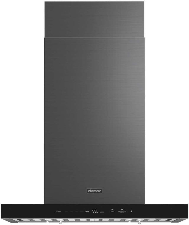 Front. Dacor - 36" Externally Vented Island Range Hood with AutoConnect™ - Graphite Steel.
