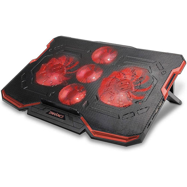 Front. ENHANCE - Cryopgen 2 Gaming Adjustable Laptop Cooling Stand -Adjustable Height - Red.