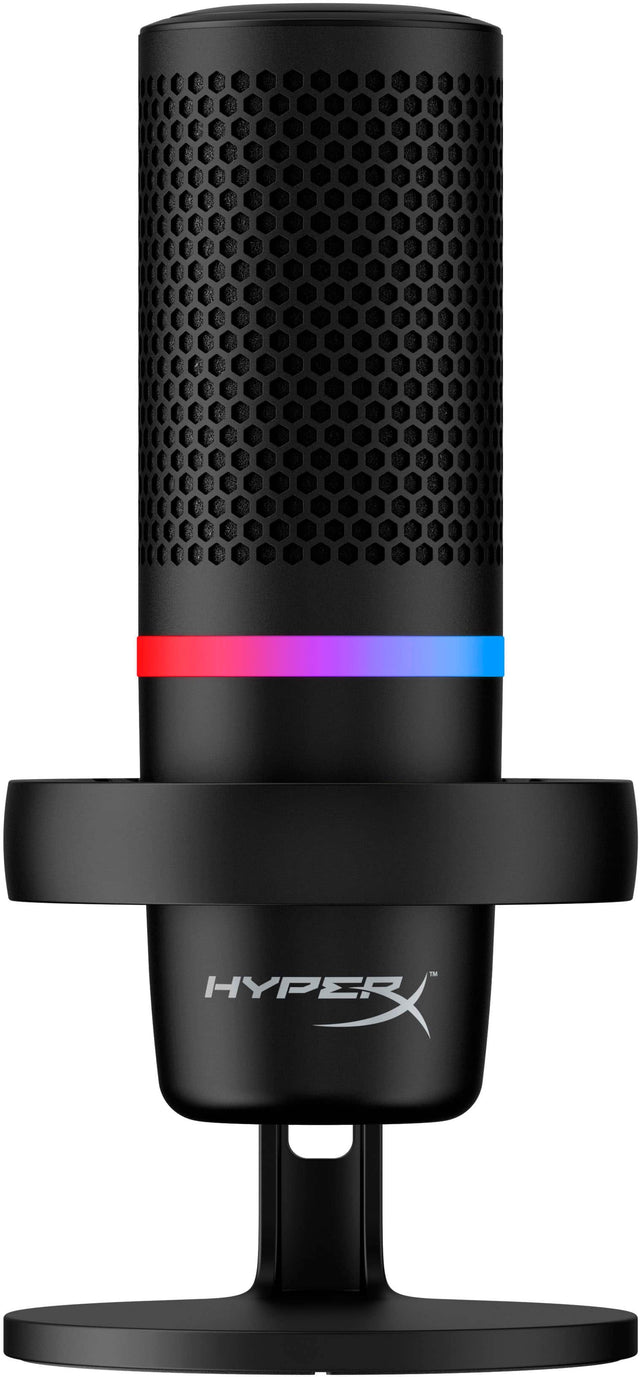 Front. HyperX - Duocast Wired Cardioid Omnidirectional USB Condenser Microphone - Black.