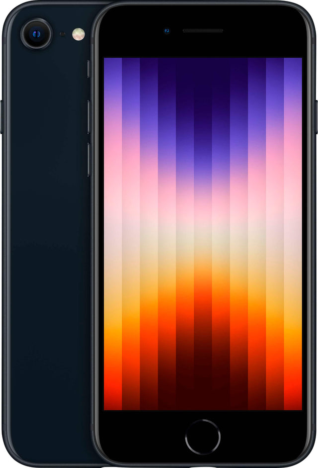 Front. Apple - iPhone SE (3rd Generation) 64GB (Unlocked) - Black.