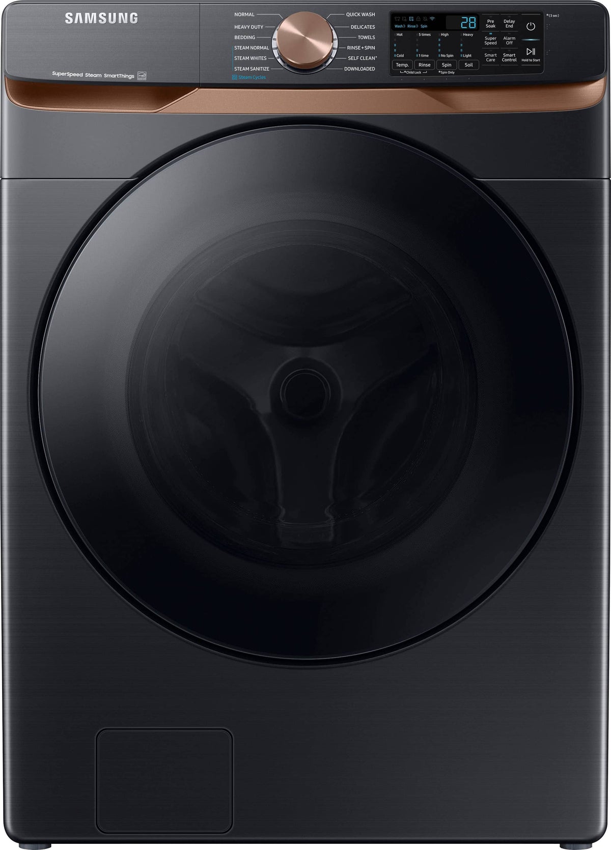 Samsung - 5.0 Cu. Ft. High-Efficiency Stackable Smart Front Load Washer with Steam and Super Speed Wash - Brushed Black