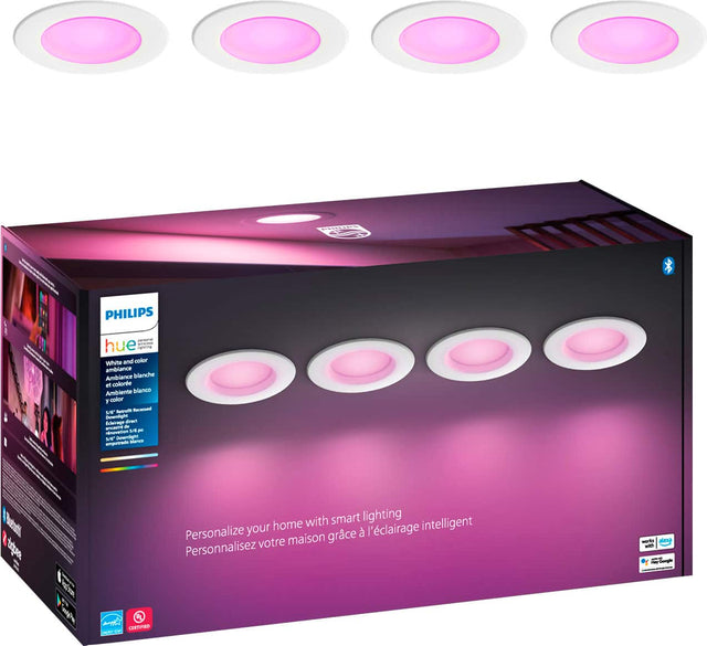 Front. Philips - Hue Bluetooth 5-6" High Lumen Recessed Downlight (4-pack) - White and Color Ambiance.