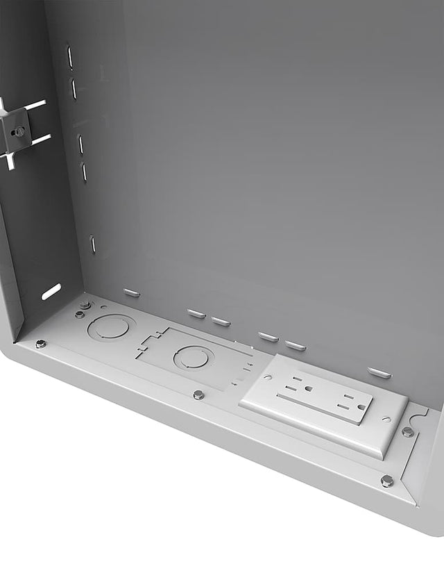 Front. Peerless-AV - 14x14" In-wall Box with Duplex Surge Suppressor - White.