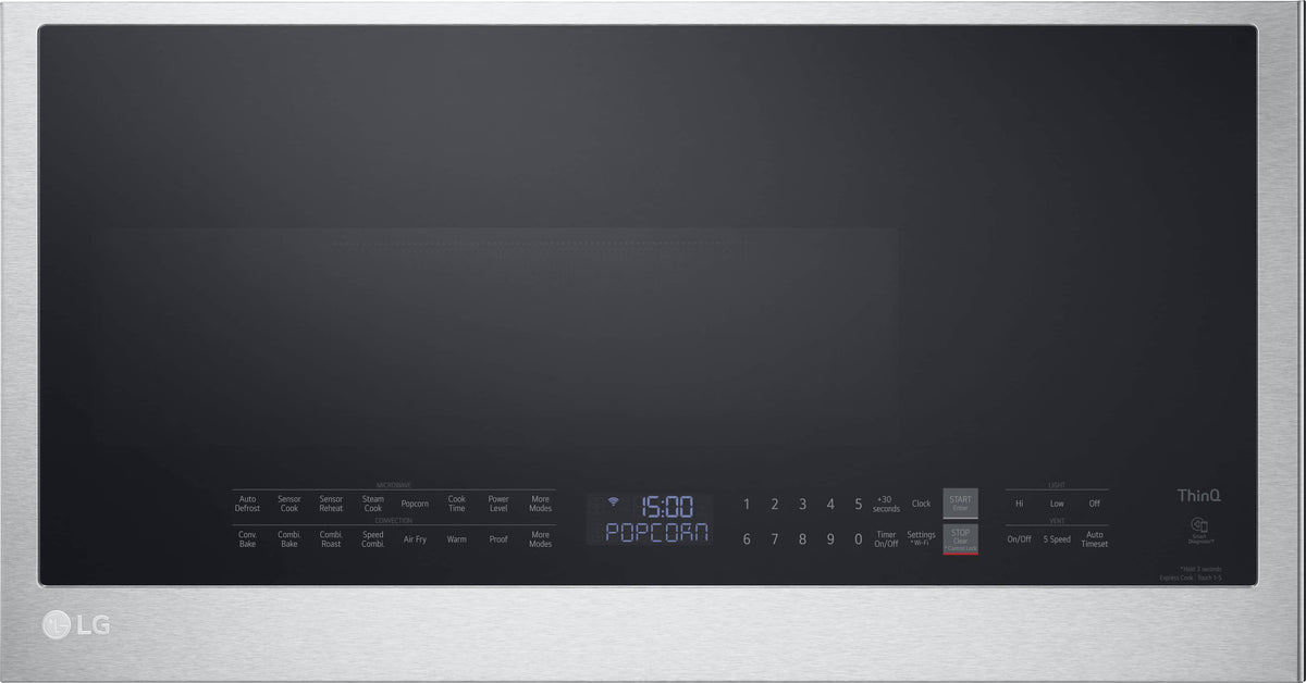 LG - 1.7 Cu. Ft. Convection Over-the-Range Smart Microwave with Sensor Cooking and Air Fry - Stainless Steel