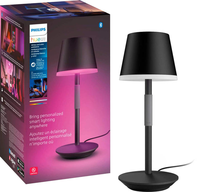 Front. Philips - Hue Go Portable Table Lamp - Black.