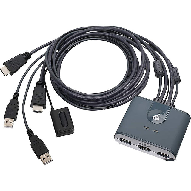 Front. IOGEAR - 2-Port Full HD KVM Switch with HDMI and USB Connections - Gray.