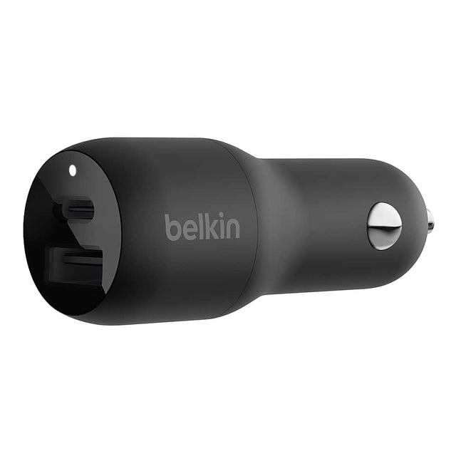 Front. Belkin - 37W Dual USB Car Charger - Power Delivery 25W USB C Port & 12W USB A Port with PPS Charging for Apple iPhone and Samsung - Black.