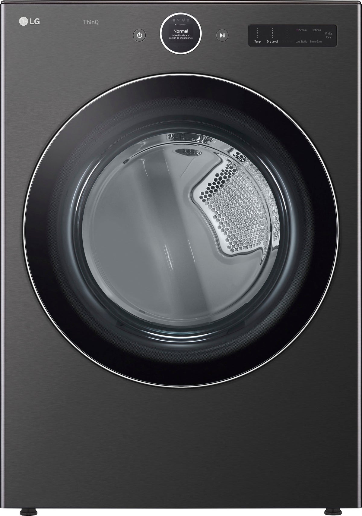 LG - 7.4 Cu. Ft. Stackable Smart Electric Dryer with TurboSteam - Black Steel
