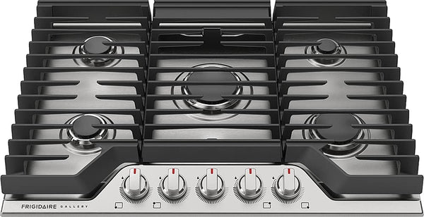 Frigidaire - Gallery 30 in. Wide 5 Burners Built-In Gas Cooktop with 18K Quick Boil and Low Simmer Burner - Stainless Steel