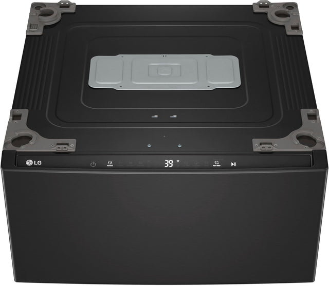 Front. LG - SideKick 1.0 Cu. Ft. High-Efficiency Smart Top Load Pedestal Washer - Black Steel.