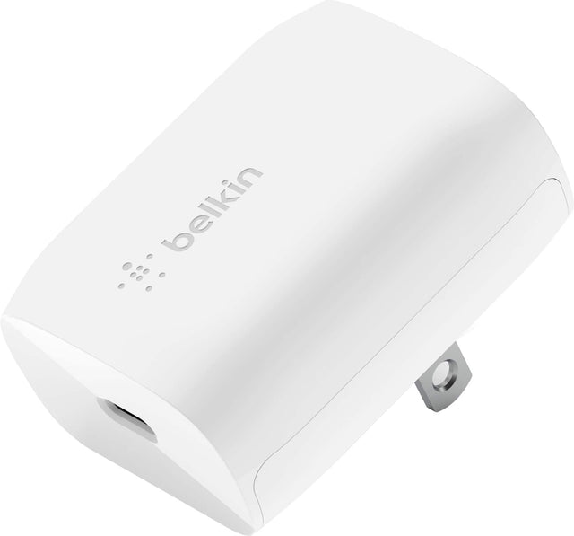 Front. Belkin - 20W USB-C Wall Charger - White.