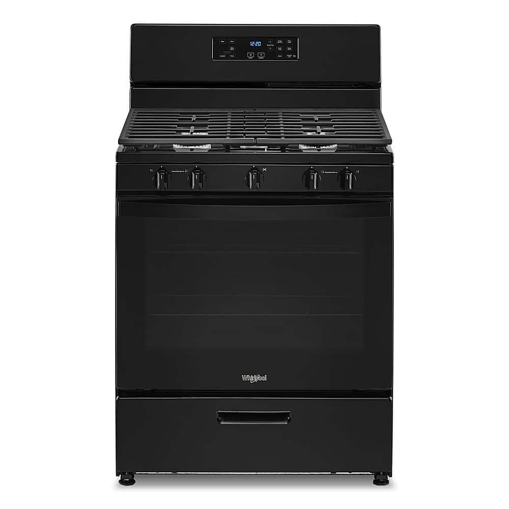 Whirlpool - 30 in. Wide 5 burners 5.1 cu. ft. Freestanding Gas Range with Edge to Edge Cooktop - Black