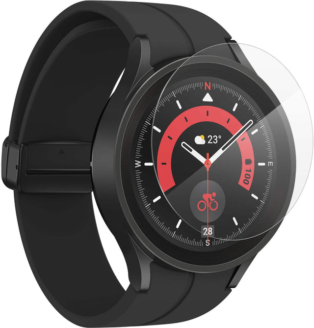 Angle. ZAGG - InvisibleShield GlassFusion+ Flexible Hybrid Screen Protector for Samsung Galaxy Watch5 Pro 2022 - Clear.
