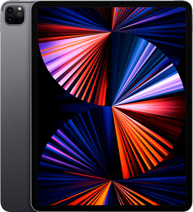 Front. Apple - Geek Squad Certified Refurbished 12.9-Inch iPad Pro  (5th Generation) with Wi-Fi - 256GB - Space Gray.
