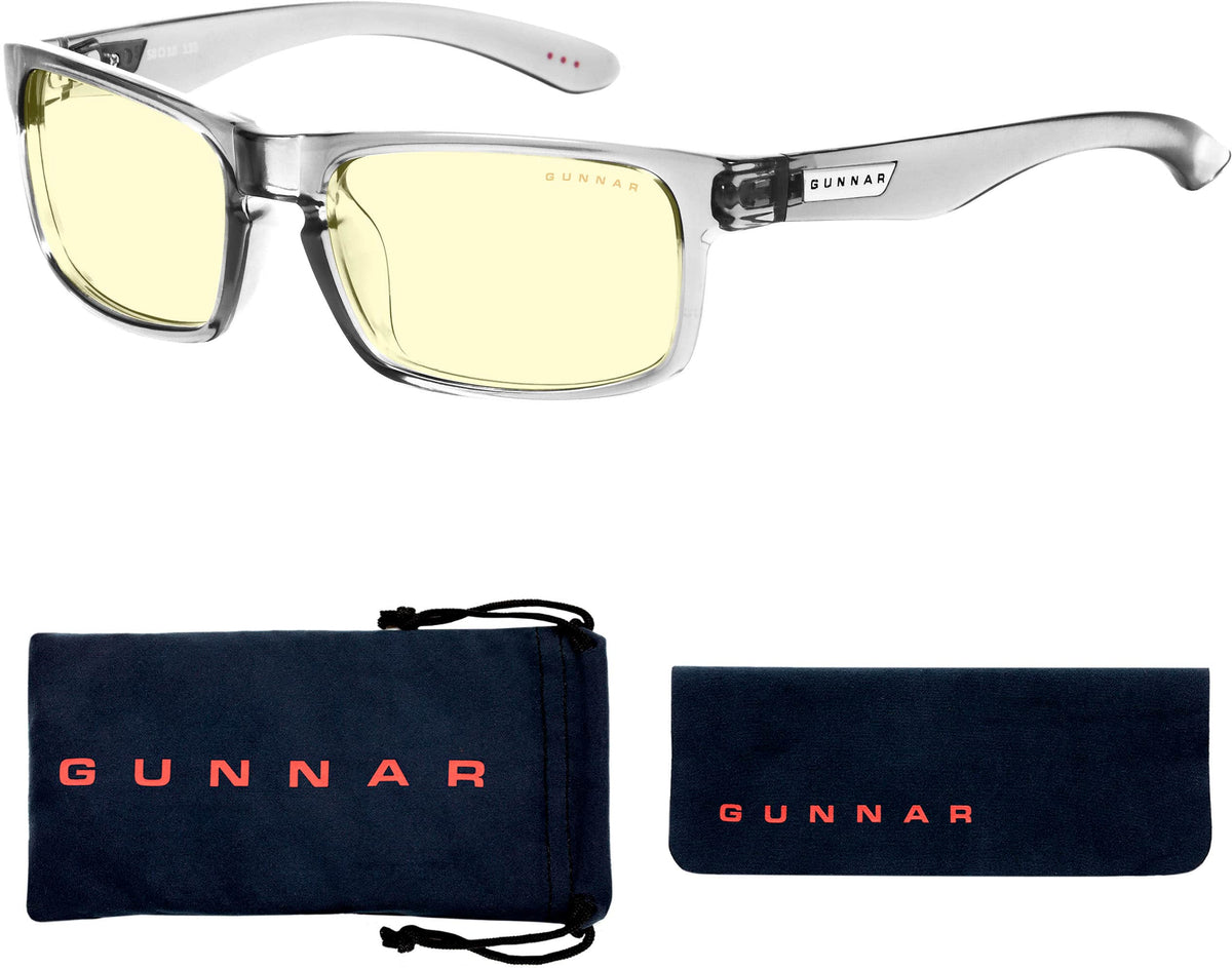 GUNNAR - Enigma Computer Glasses with Blue Light Reduction , Amber Lenses - Grey Crystal