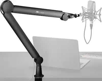 ACGAM - Boom Arm Microphone Mic Stand with 3/8'' to 5/8'' Screw Adapter for Blue Yeti HyperX QuadCast Shure SM7B and other Mic