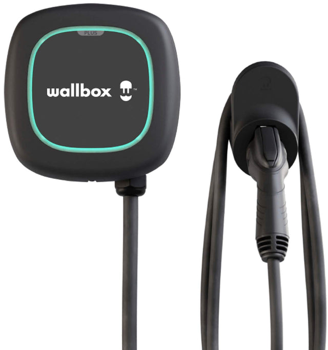 Front. Wallbox - Cable Pulsar Plus J1772 Level 2 Hardwired Electric Vehicle (EV) Charger up to 48A - 25' - Black.