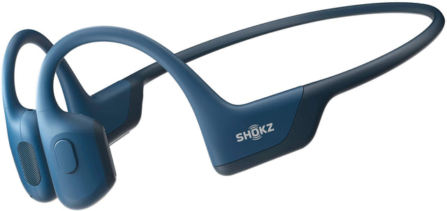 Front. Shokz - OpenRun Pro Premium Bone Conduction Open-Ear Sport Headphones - Steel Blue.