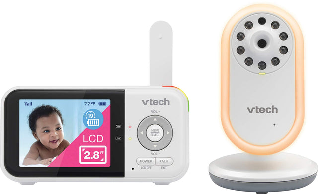 Front. VTech - 2.8” Digital Video Baby Monitor with Night Light - White.