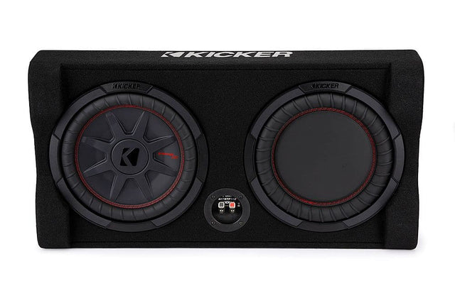 Front. KICKER - CompRT Down-Firing 10” Dual-Voice-Coil 2-Ohm Loaded Subwoofer Enclosure - Black.