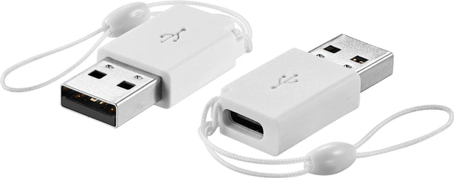 Front. Best Buy essentials™ - Female USB-C to Male USB Adapter (2-Pack) - White.