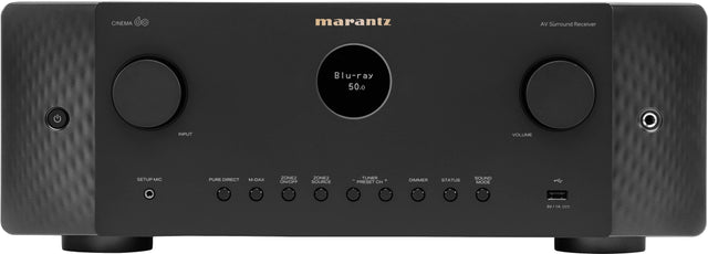 Front. Marantz - Cinema 60 100W 7.2-Ch Bluetooth Capable with HEOS 8K Ultra HD HDR Compatible A/V Home Theater Receiver with Alexa - Black.