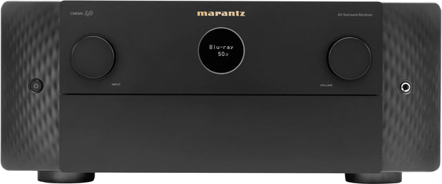 Front. Marantz - Cinema 40 125W 9.4 Ch Bluetooth Capable with HEOS and Dolby Atmos 8K Ultra HD A/V Home Theater Receiver with Alexa - Black.