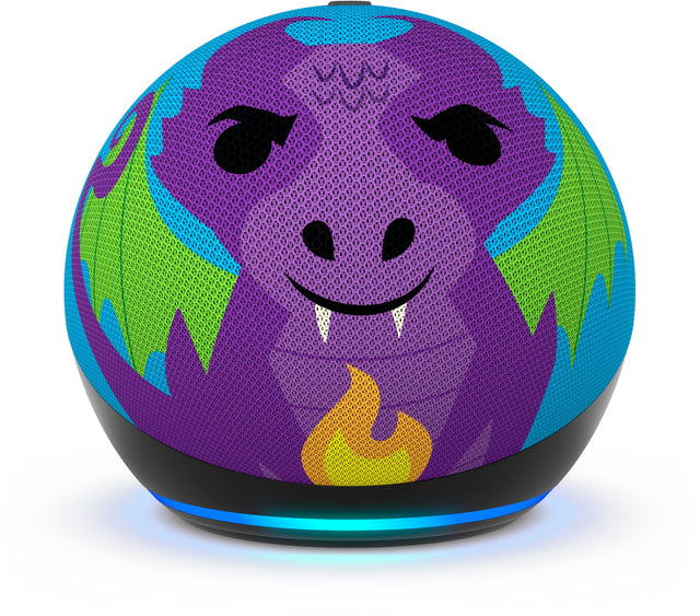 Front. Amazon - Echo Dot Kids (5th Gen, 2022 Release) with Alexa - Fire Dragon.