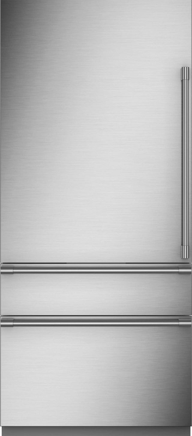 Front. Monogram - 20.2 Cu. Ft. Bottom-Freezer Counter-Depth Refrigerator - Custom Panel Ready - Stainless Steel.