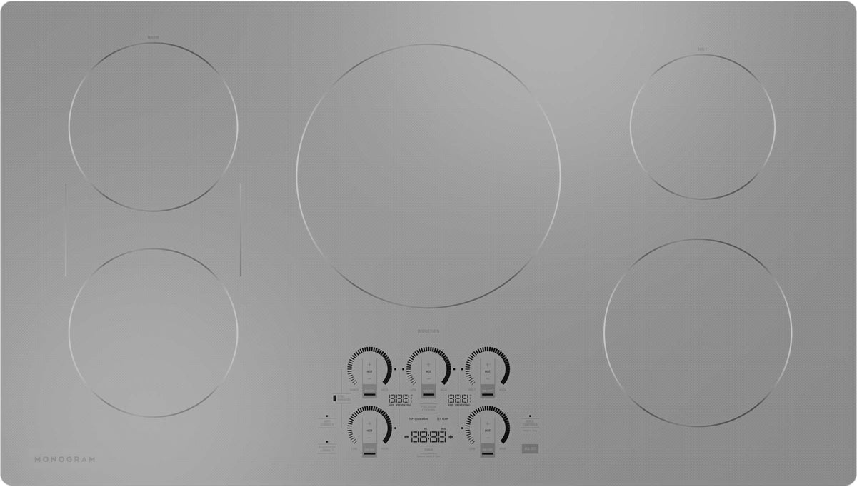 Monogram - 36 in. Wide 5 Element Built-In Induction Cooktop with Precision Temperature Control - Silver