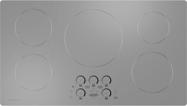 Front. Monogram - 36" Built-In Induction Cooktop - Silver.
