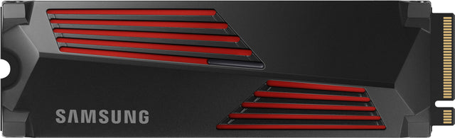 Front. Samsung - 990 PRO 1TB Internal SSD PCIe Gen 4x4 NVMe with Heatsink for PS5 - Black/Red.