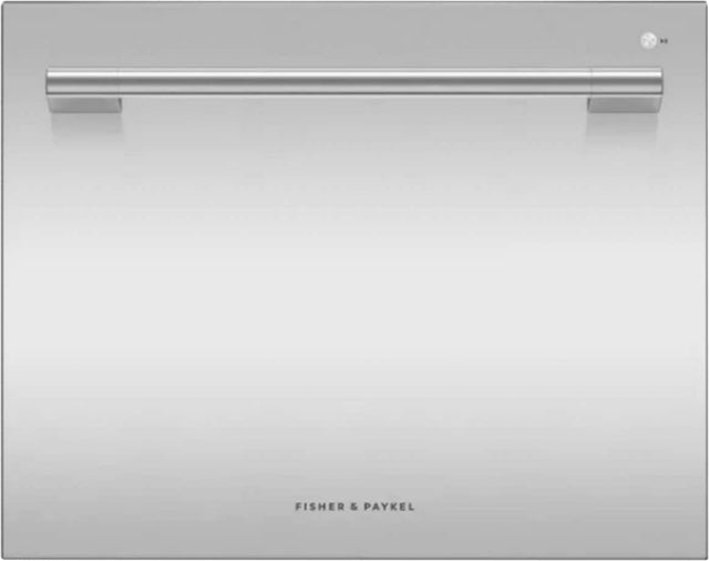 Front. Fisher & Paykel - Series 11 Single  24 in Smart Top Control, built-in Tall, DishDrawer Dishwasher with Sanitize Options - Silver.