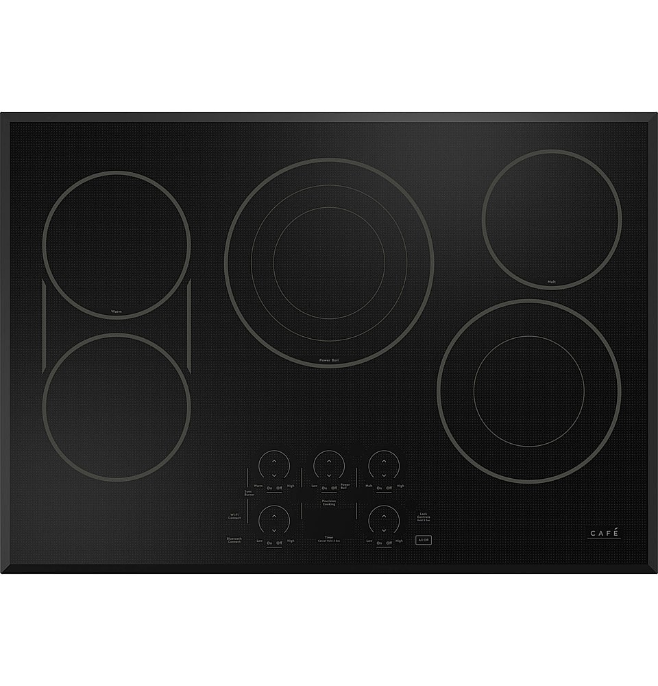 Café - 30 in. Wide 5 Element Smart Electric Built-In Cooktop, Customizable with Easy Clean Surface with Beveled Edge - Black