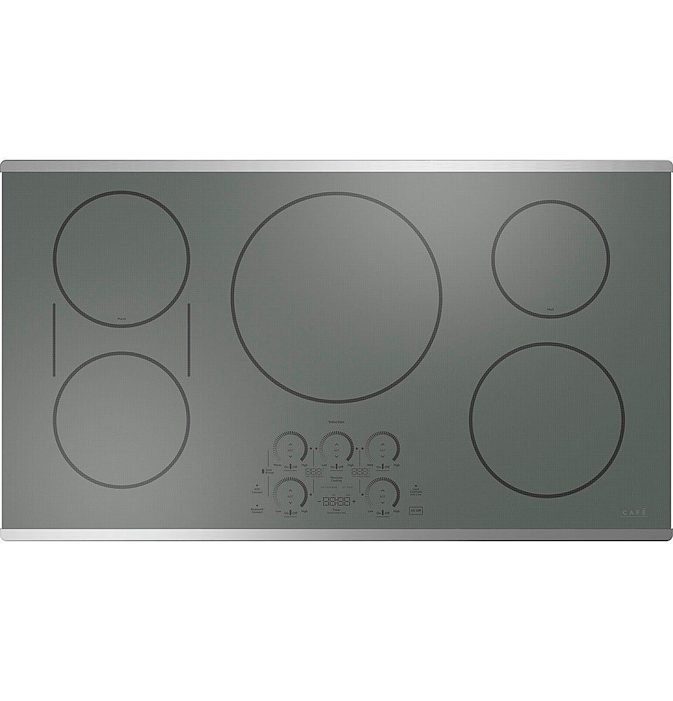 Café - 36 in. Wide 5 Element ENERGY STAR Built-In Touch Control Electric Induction Cooktop with Easy Clean Surface - Stainless Steel