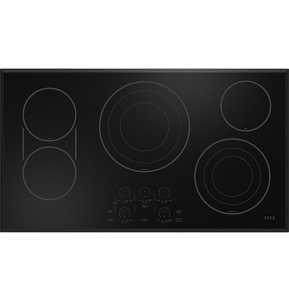 Café - 36 in. Wide 5 Element Smart Electric Built-In Cooktop, Customizable with Power Boil on Tri- and Dual-Ring Elements - Black