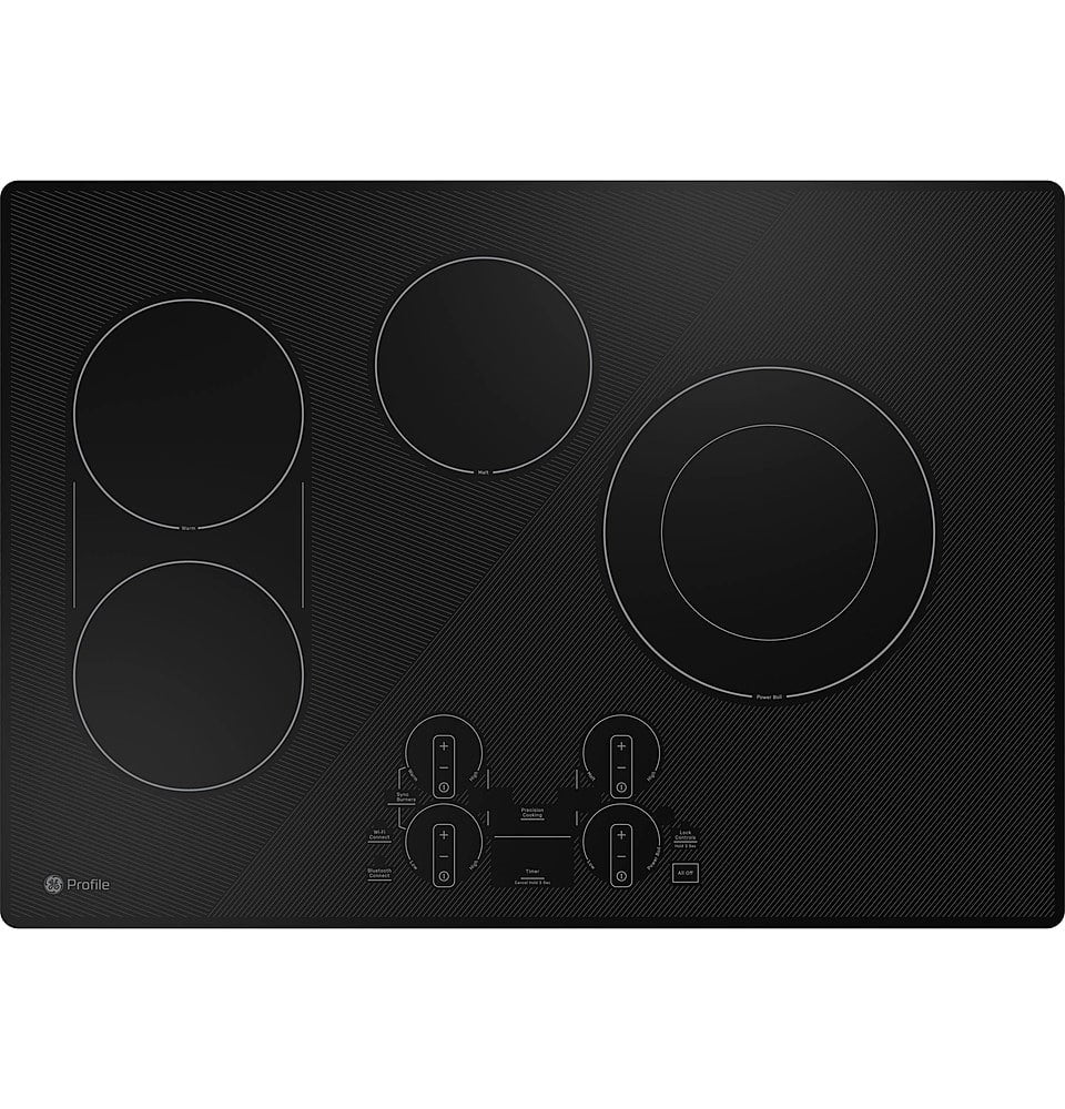 GE Profile - 30 in. Wide 4 Element Electric Built-In Touch Control Cooktop with Power Boil on Dual-Ring Element - Black