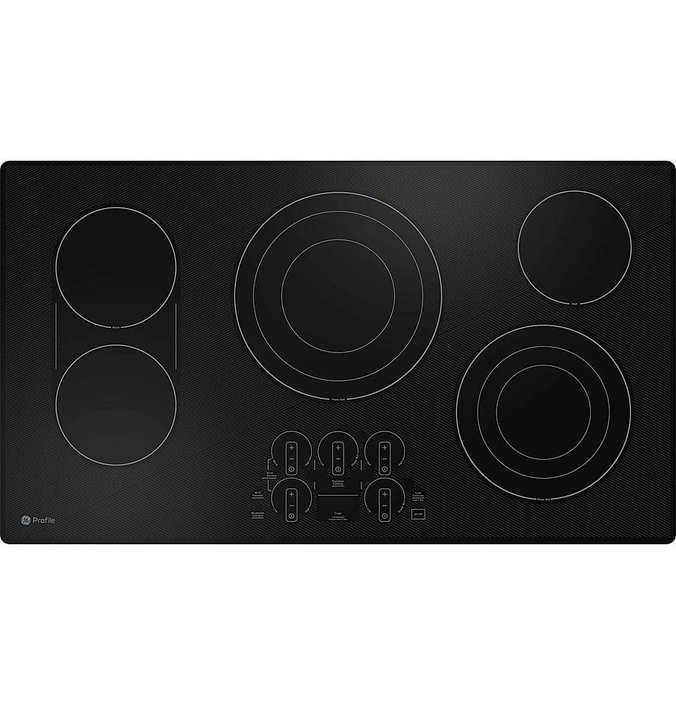 GE Profile - 36 in. Wide 4 Element Electric Built-In Cooktop with Power Boil on Dual-Ring Element - Black