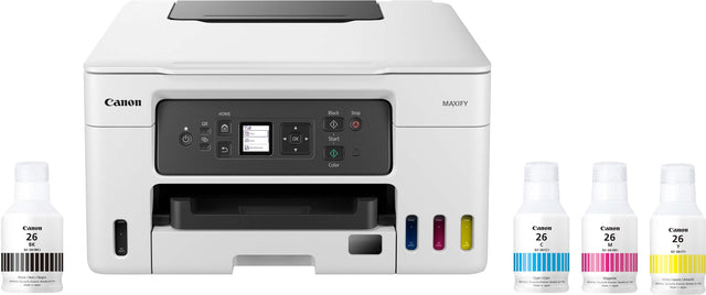 Front. Canon - MAXIFY MegaTank GX3020 Wireless All-In-One Inkjet Printer - WHITE.