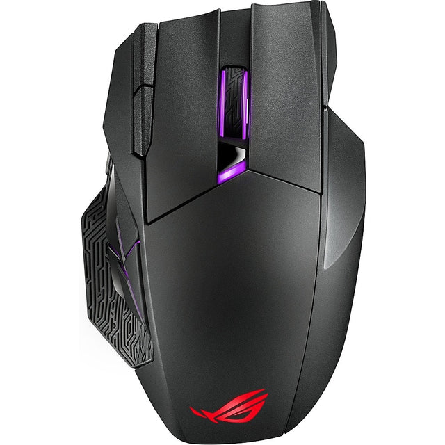 Front. ASUS - ROG Spatha X Optical Gaming Mouse with 12 Programmable Buttons and Magnetic Charging Stand - Black.