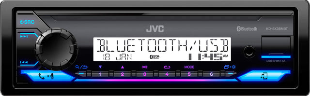 Front. JVC - Bluetooth Digital Media (DM) Receiver with Glare Free Display and Variable Color - Black.