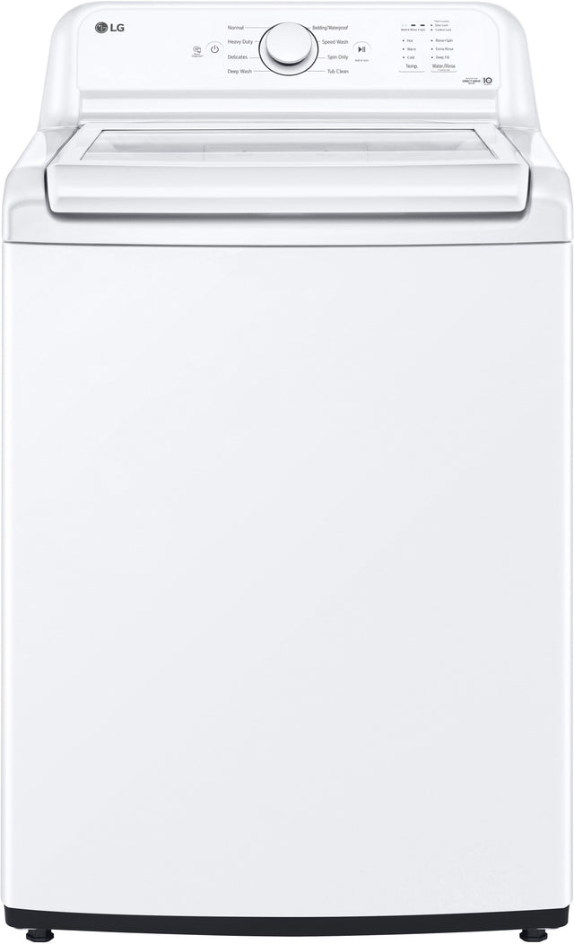 Front. LG - 4.1 Cu. Ft. High-Efficiency Top Load Washer with TurboDrum Technology - White.