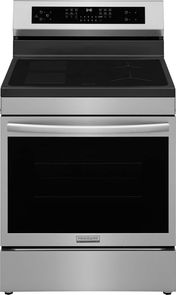Frigidaire - Gallery 30 in. Wide 4 elements 5.3 Cu. Ft. Freestanding Electric Induction Total Convection Range - Stainless Steel