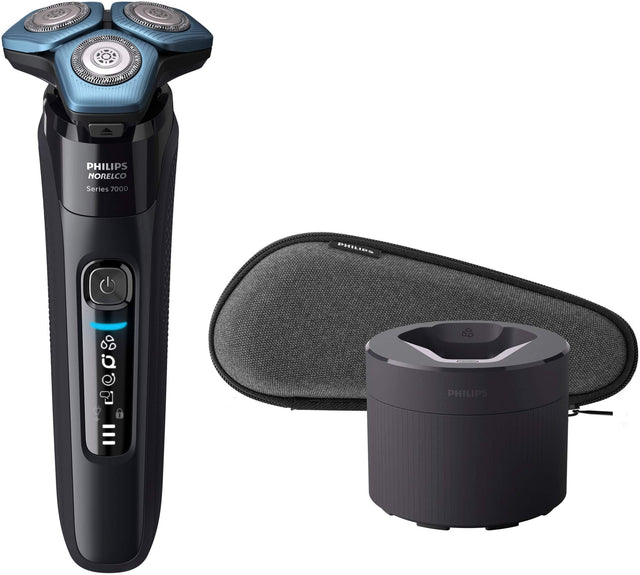 Angle. Philips Norelco - Shaver 7600, Rechargeable Wet & Dry Electric Shaver with SenseIQ Technology - Black.