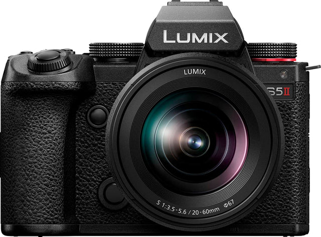 Front. Panasonic - LUMIX S5II Mirrorless Camera with 20-60mm F3.5-5.6 L Mount Lens - Black.